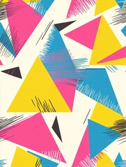 Poster - Colorful geometric pattern with triangles.
