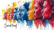 © AS Photo Family - Colorful illustration of diverse faces and social proof concept