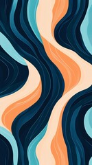 Poster - Abstract wave pattern in blue and orange tones