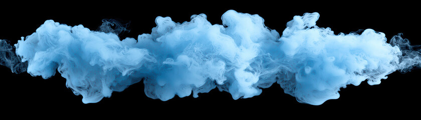 Poster - A captivating swirl of blue smoke against a black background, creating a mystical and ethereal atmosphere for creative projects.