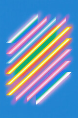 Poster - Vibrant geometric lines in neon hues create a stunning abstract background, perfect for modern designs and creative projects.