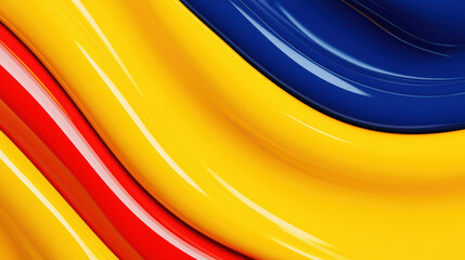 Poster - Vibrant abstract waves of blue, yellow, and red create a dynamic background. Perfect for artistic, colorful, or energetic themes in design.