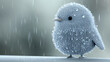 © tonstock - A charming knitted bird sits serenely in the rain, adorned with water droplets, capturing the beauty of nature and craftsmanship.