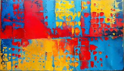 Wall Mural - Vibrant abstract art background blending dynamic red, blue, and yellow hues