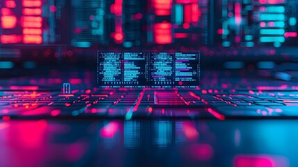 Cyberpunk Neon Lights Office Background
