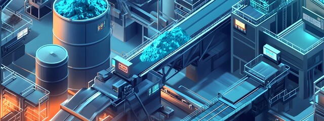Poster - futuristic cityscape with glowing blue towers interconnected transportation networks and advanced te