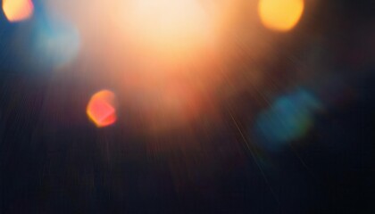 Poster - Abstract Colorful Lens Flare and Light Refractions on a Dark Background with Rainbow Bokeh Effects. Glowing Prismatic Orbs and Radiating Sunbeams in a Dreamy, Ethereal, and Vibrant Atmosphere