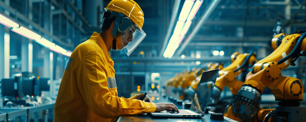 An engineer using a laptop computer
