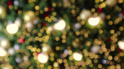 Poster - Abstract christmas holiday with festive gold bokeh light on tree blurred background