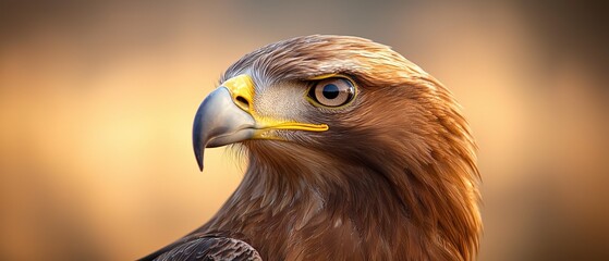 Canvas Print - yellow beak, brown head, and body against a softly blurred backdrop