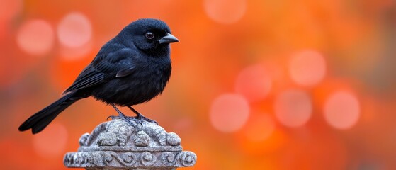 Poster -  A small black bird sits atop a white and gray bird