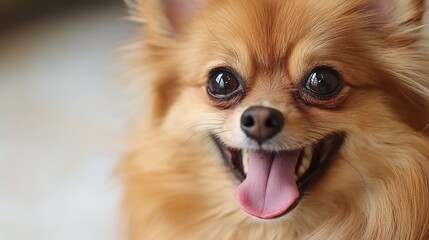 Wall Mural - A close-up of a cute little dog’s face, showcasing exaggerated movements and various expressions against a clean white background. This cartoon version is designed as a lively sticker, 