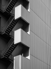 Aufkleber - Architecture details modern building exterior stairway shade shadow lighting monochrome