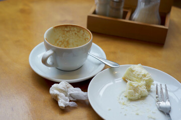 Leftover breakfast on the cafe table