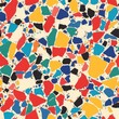 Vibrant Geometric Terrazzo Flooring Pattern with Natural Stone Chips - Seamless Repeat for Tiling