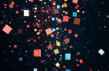 Poster - Colorful abstract geometric shapes on dark background.
