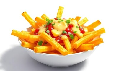 Cheese Fries in a White Bowl	