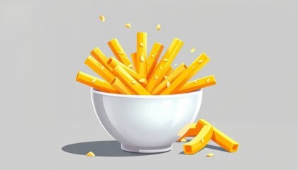 Cheese Fries in a White Bowl	
