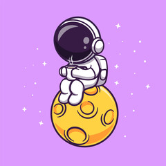 Wall Mural - Cute Astronaut Drinking Coffee On Moon Cartoon Vector 
Icon Illustration. Science Drink Icon Concept Isolated
Premium Vector. Flat Cartoon Style