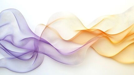 Abstract wavy lines in purple and orange flow gracefully on a clean white background.