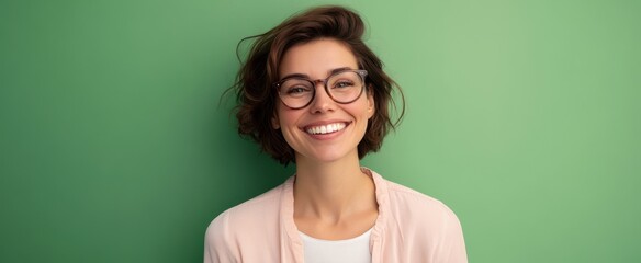 Wall Mural - The Smiling Woman in Glasses