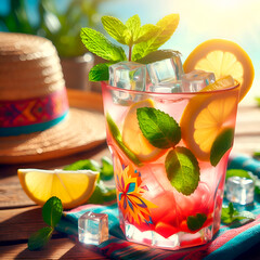 Canvas Print - mojito cocktail with mint and lime