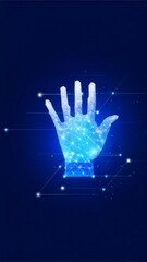 Wall Mural - Technology style holographic hands, background
