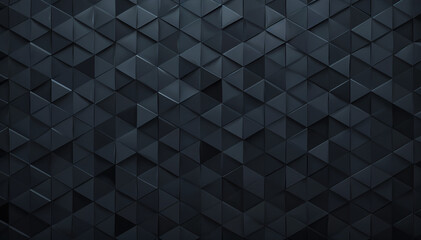 dark polished wall background with triangular mosaic tiles, glossy 3d blocks extruding rendering for