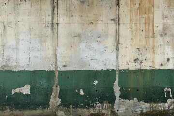 The concrete wall is painted in natural sand and green shades. Abstract industrial , ai