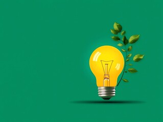 Light bulb with vines, organic growth of ideas, flat design illustration