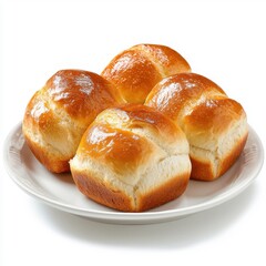 Bun bread served on a plate, isolated on a white background, focusing on its inviting and delicious presentation.