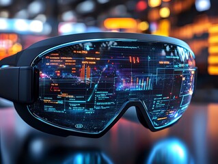 Poster - Futuristic goggles with a digital display showing data and information.