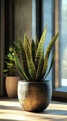 Sticker - Snake Plant in a Pot by a Window