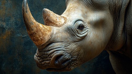 a rhino with a large horn on its head