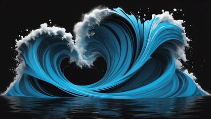 Wall Mural - dynamic wind and water element fluid on black background