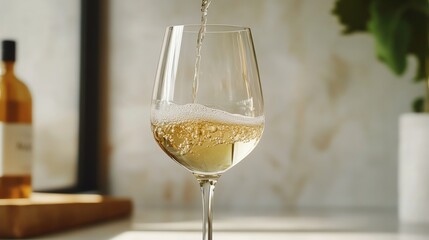 Wine being poured into a glass.