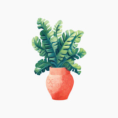 Sticker - Lush tropical plant in vase