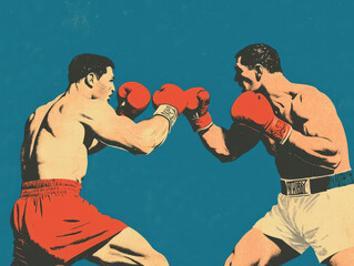 Vintage Boxing Match Poster Style Artwork