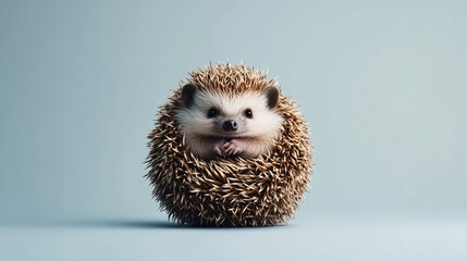 cute hedgehog in a protective pose