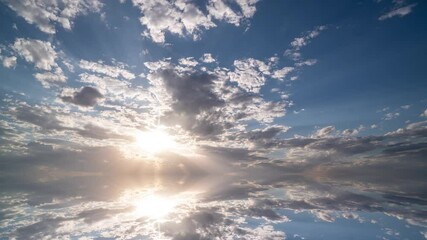 Wall Mural - movement of beautiful clouds across the sky with reflection in the lake, abstract, 4k, video, loop