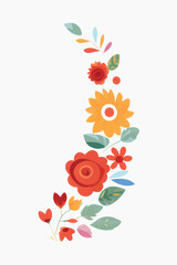 Sticker - Colorful floral vector illustration