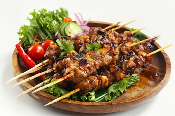 Wall Mural - indonesian food sate. 3d render. on white background