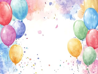 Wall Mural - Watercolor birthday frame background