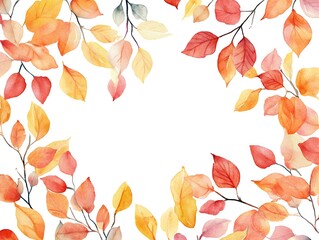 Wall Mural - Watercolor leaf frame background