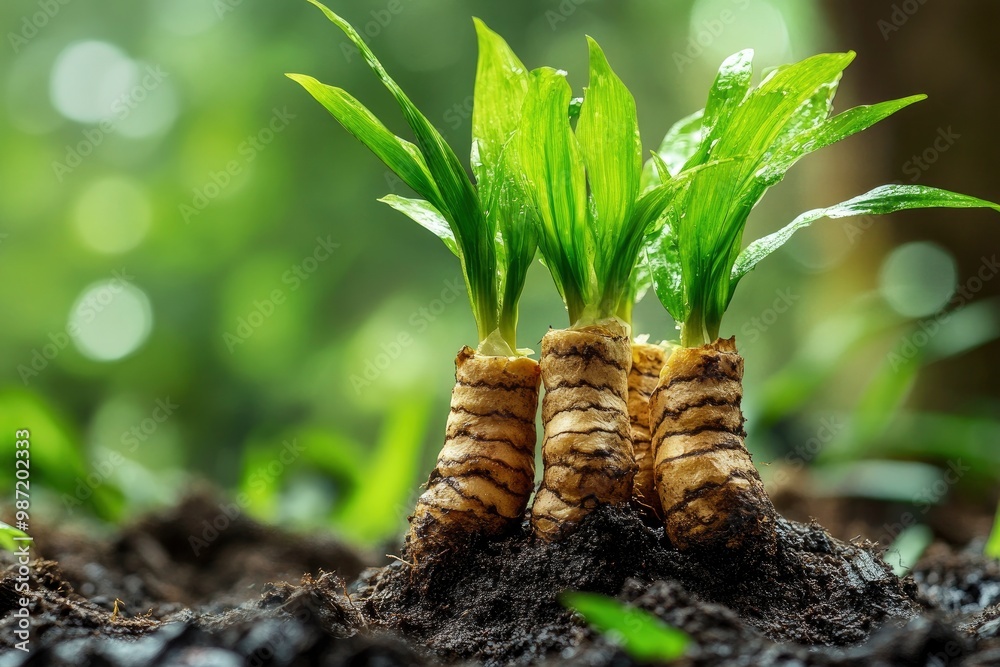 Colombo Roots aromatic asian herbal plant roots turmeric raw and fresh with young new ...