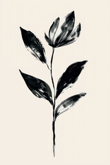 Sticker - Elegant monochrome botanical illustration