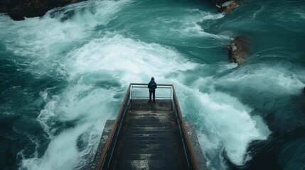 scene of a lonely person stand alone