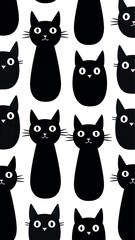 Poster - Cute black cat pattern