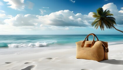 Elegant beach-inspired cosmetic background featuring soft white sand texture for a luxurious travel theme