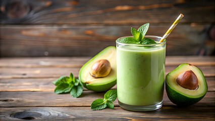 Refreshing avocado smoothie with a creamy texture and vibrant green color, avocado, smoothie, healthy, drink, fresh, fruit